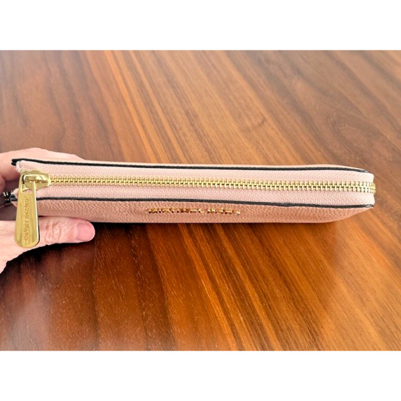 Michael Kors Jet Set Travel Continental Leather Wallet Blush Pink Zip Around MK - Picture 10 of 16